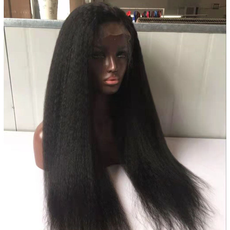 Hairsmico Yaki Kinky Straight Frontal Lace Wig African Style Glueless 13x4 Wig Hot Selling