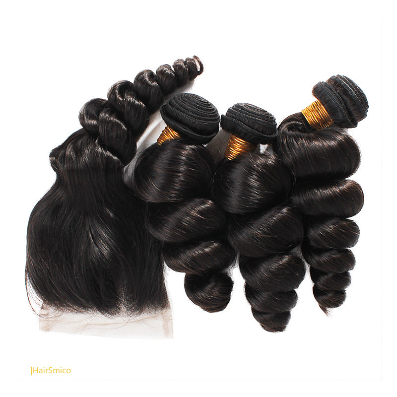 Hairsmico Loose Wave 5x5 HD Closure Virgin Hair Closure Bouncy Hair Lace With Baby Hair