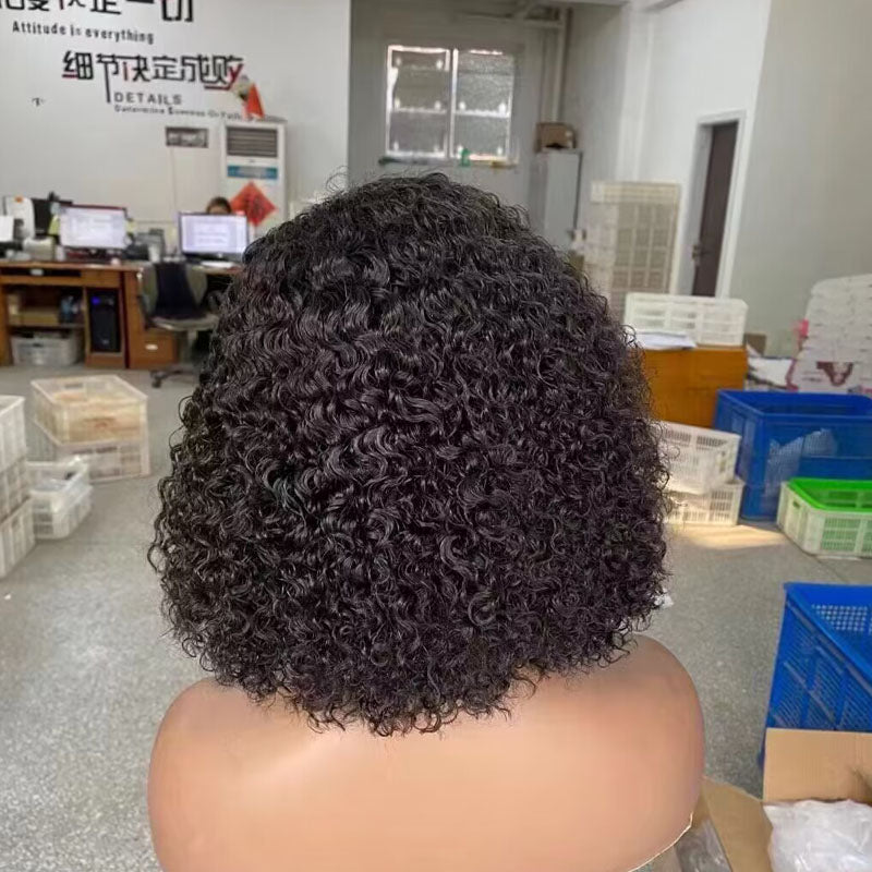 4x4 HD Lace Wig Brazilian Virgin Curly Bob Hair Wig Thick Big Volume Wig Hot Sale Lace Closure Wig