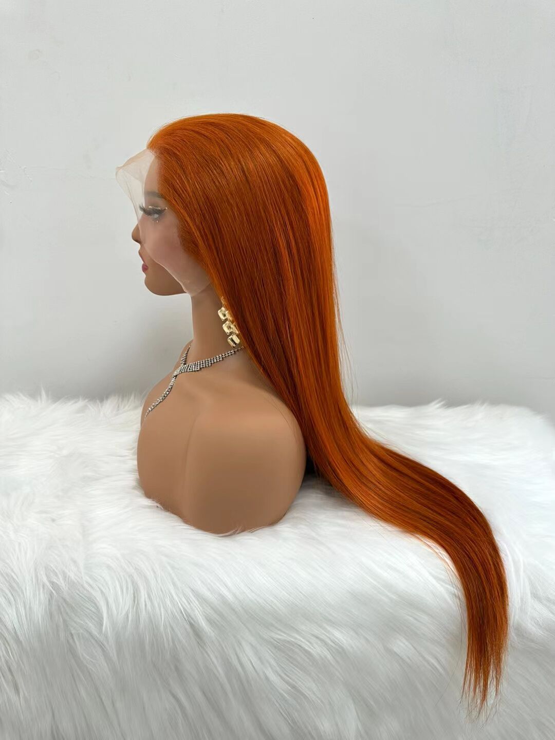 Ginger Orange Color 13X4 Lace Frontal Straight Wig Smooth Silky Straight Color Wig  High Density Top Notch Quality