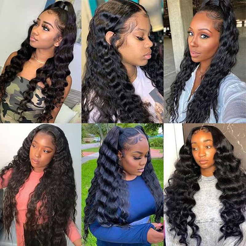 Hairsmico Loose Deep Wave 13x4 Lace Frontal Wig Raw Virgin Human Hair Natural Color Wig