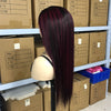 1b/99j Maroon Color 13X4 Lace Frontal Straight Wig Red Silky Straight Color Wig  High Density Top Notch Quality