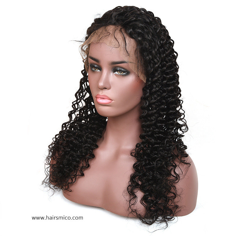 Hairsmico Deep Curly Ear To Ear 13X4 Frontal Lace Wig With Bleached Knots Human Hair Wig