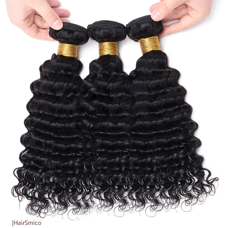 Hairsmico Deep Wave Virgin Hair Bundles Products For Black Girls Full Thick Hair Ends