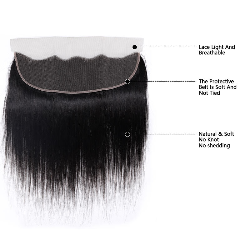 Brazilian Straight Lace Frontal 13x4 Free Part With Human Hair 3 Bundles-Hairsmico - HWP humanhair