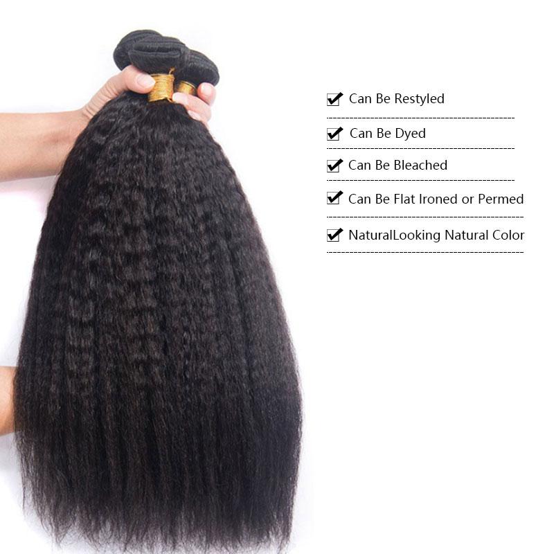 Hairsmico Kinky Straight Human Hair Bundles Virgin Unprocessed  Hair Tight Weft Big Volume